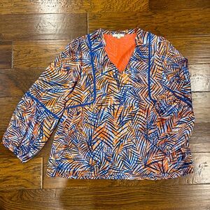 Jade oranage and blue blouse, size med